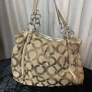 Coach monogram gold handbag